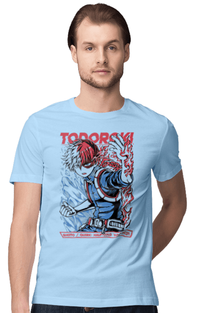 Футболка мужская с принтом Моя геройская академия Шото Тодороки. My hero academia, shoto todoroki, todoroki, академия юэй, аниме, манга, моя геройская академия, тодороки, шото, шото тодороки. 2070702