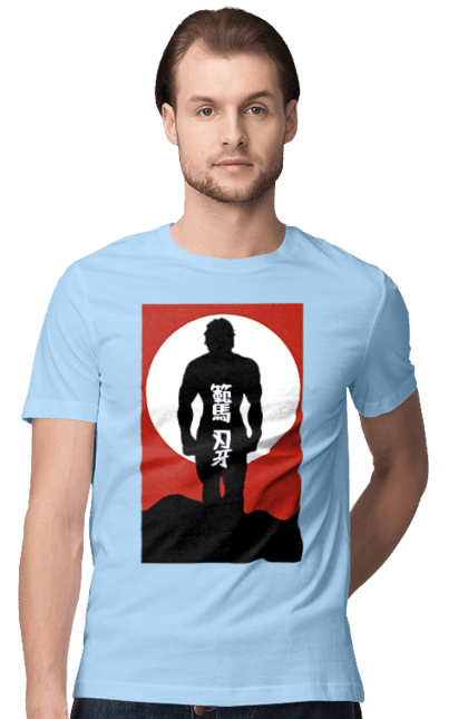 Men's t-shirt with prints Hanma Baki. Anime, baki fighter, hanma baki, manga, martial arts, tv series. 2070702