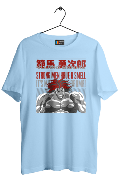 Men's t-shirt with prints Baki Yujiro Hanma. Anime, baki fighter, hanma baki, manga, martial arts, tv series, yujiro hanma. 2070702