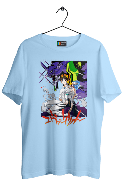 Men's t-shirt with prints Evangelion. Anime, evangelion, eve, kaoru, manga, neon genesis evangelion, rei ayanami, shinji. 2070702