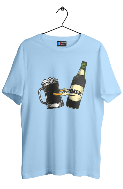 Футболка чоловіча з принтом "Пляшка Пива З Келихом Пива". Келих, пиво, пляшка. 2070702
