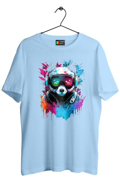 Футболка чоловіча з принтом "Панда в VR шолом". Віртуальна реальність, гік, панда, персонаж, шолом. 2070702