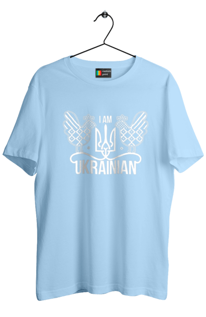 Men`s t-shirt with prints I am Ukrainian. Embroidery, i am ukrainian, like zelensky`s, patriotic. 2070702
