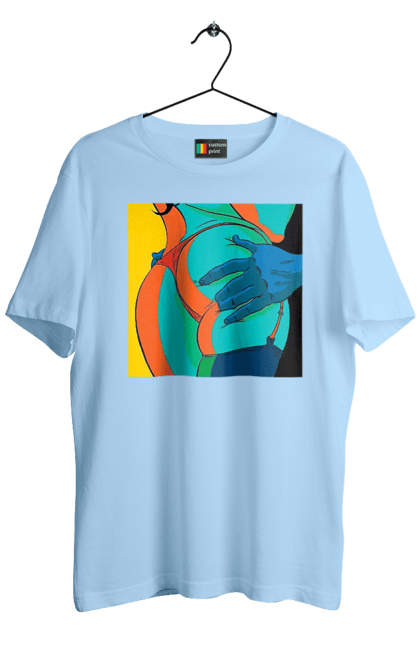 Футболка чоловіча з принтом "Жіноча Попа В Чоловічих Руках". Гола, жопа, ляпас. 2070702