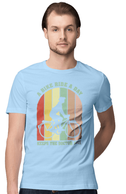 Футболка чоловіча з принтом "Поїздка на велосипеді". Велопрогулянка, велосипед, здоровий спосіб життя, зож, поїздка на велосипеді. 2070702