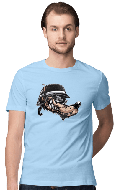 Футболка чоловіча з принтом "Вовк Байкер". Байк, байкер, вовк, волчара, захоплення, змагання, зуби, каска, мото, мотор, мотоцикл, мотоцикліст, мульт, мультик, мультфільм, мультяшний, ну почекай, посмішка, спорт, стиль, стильний, усмішка, хобі, шолом. 2070702