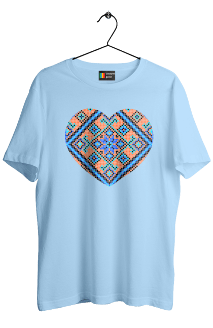 Футболка чоловіча з принтом "Серце вишивка". Вишиванка, вишивка, вишивка хрестиком, люблю україну, серце, символи україни, традиції україни, україна. 2070702