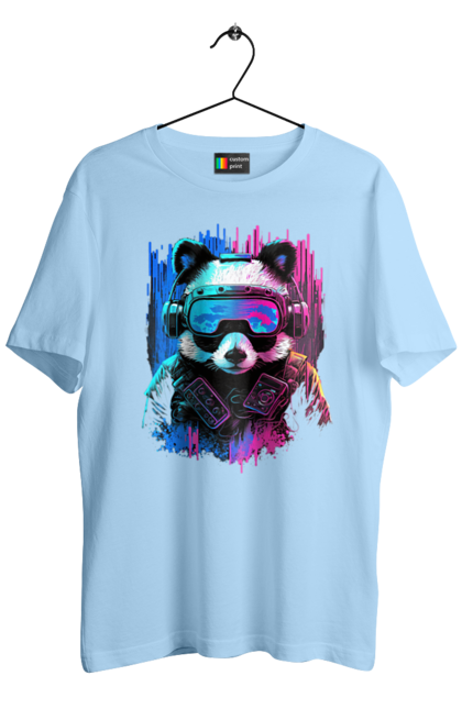 Футболка чоловіча з принтом "Панда в VR шолом". Віртуальна реальність, гік, панда, персонаж, шолом. 2070702