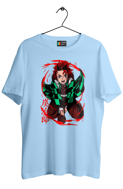 Men's t-shirt with prints Demon Slayer Tanjiro. Anime, demon slayer, kamado tanjiro, manga, tanjiro. 2070702