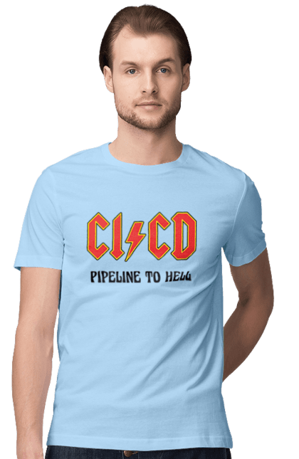 Футболка мужская с принтом CI/CD pipeline to hell. Cicd, cicd pipeline, devops, pipeline, инженер, программирование, программное обеспечение, разработка, разработка по. 2070702