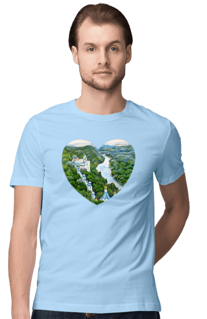 Футболка чоловіча з принтом "Святогорская лавра". Донецька область, ліс, монастир, пейзаж, річка, святогірськ, україна, церква. 2070702