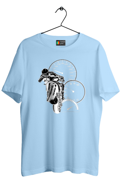 Men`s t-shirt with prints Motorcycle And Speed White. Moto, motorcycle, speed. 2070702