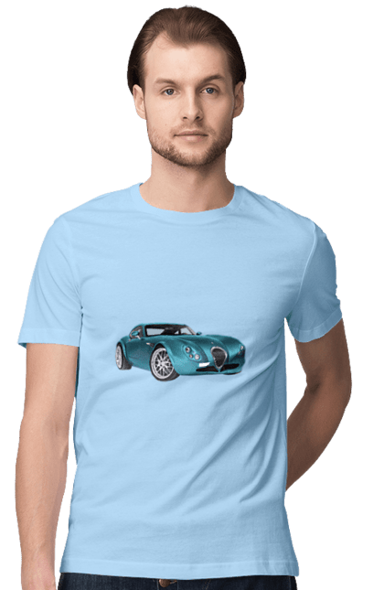 Футболка мужская с принтом Авто.7. Auto, blue, graphics, photo, retro car. 2070702