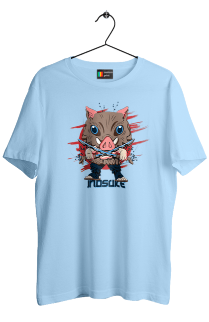 Men's t-shirt with prints Demon Slayer Inosuke. Anime, demon slayer, inosuke, inosuke hashibira, kimetsu no yaiba, manga. 2070702