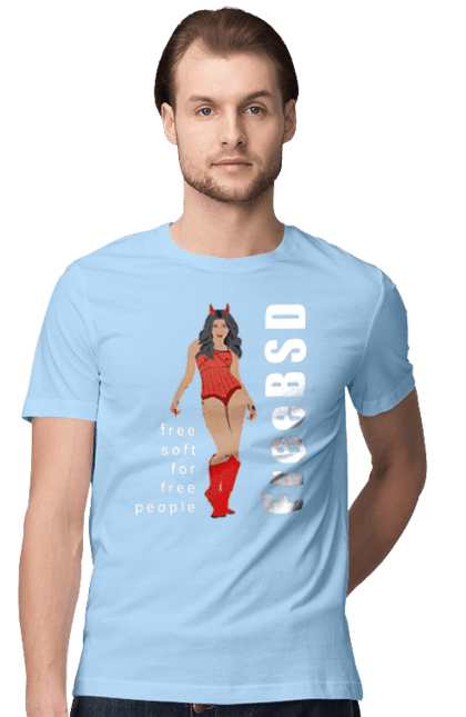 Футболка чоловіча з принтом "Freebsd Для Вільних". Bsd, freebsd, unix, адміністратор, айті, айтішник, безкоштовна, безкоштовно, бестія, білий, вільна, демон, демонесса, дівчина, для дорослих, доступність, еротика, еротична, жінка, незалежність, операційна система, ос, програміст, програмне забезпечення, свобода, сисадмін, система, системний адміністратор, софт, текст, червоний. 2070702