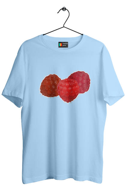 Футболка чоловіча з принтом "Малина". Веган, вегетаріанець, делікатес, дієта, їжа, літо, малина, плід, смачно, стигла, червона, ягода. 2070702