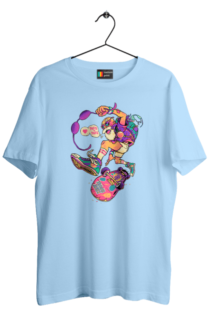 Футболка чоловіча з принтом "Дід на хвилі". Будь молодим, вогонь, ганяй, грай, дід та скейт, драйв, крутий дід, молодість у душі, спорт, старість. 2070702