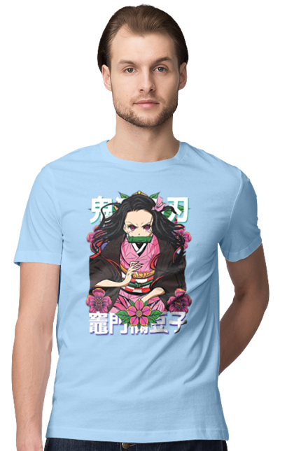 Men's t-shirt with prints Demon Slayer Nezuko. Anime, demon slayer, kimetsu no yaiba, manga, nezuko, serial. 2070702