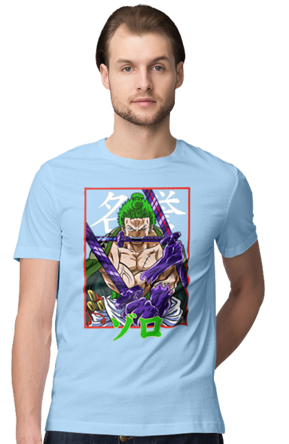 Men's t-shirt with prints One Piece Zoro. Anime, manga, one piece, roronoa zoro, straw hat pirates, swordsman, zoro. 2070702