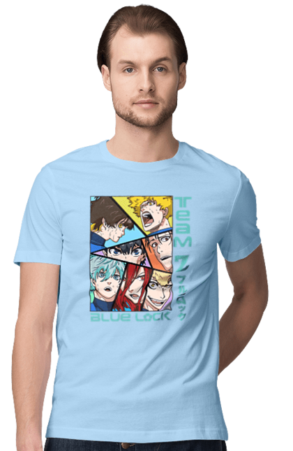 Men's t-shirt with prints Blue Lock. Anime, blue lock, blue prison, manga, sport, sports anime. 2070702