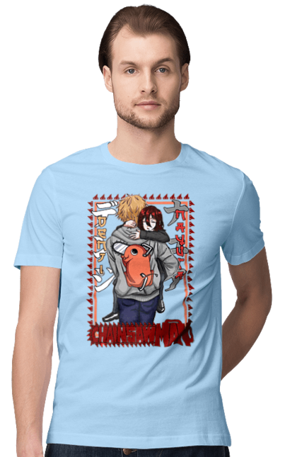 Men's t-shirt with prints Chainsaw Man Denji and Nayuta. Anime, chainsaw man, demon, denji, manga, nayuta, shonen. 2070702