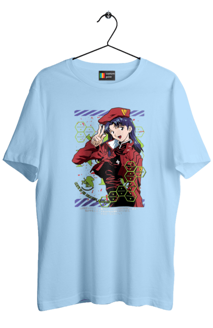 Men's t-shirt with prints Evangelion Misato. Angel, anime, eva 01, evangelion, eve, manga, misato, misato katsuragi, neon genesis evangelion. 2070702