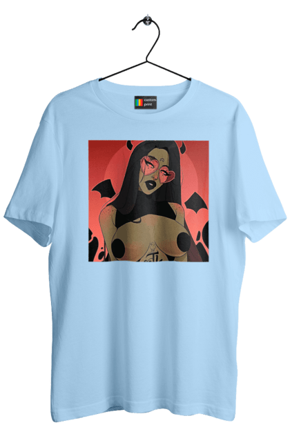 Футболка чоловіча з принтом "Диявол З Цицьками". Гола, диявол, сиськи. 2070702