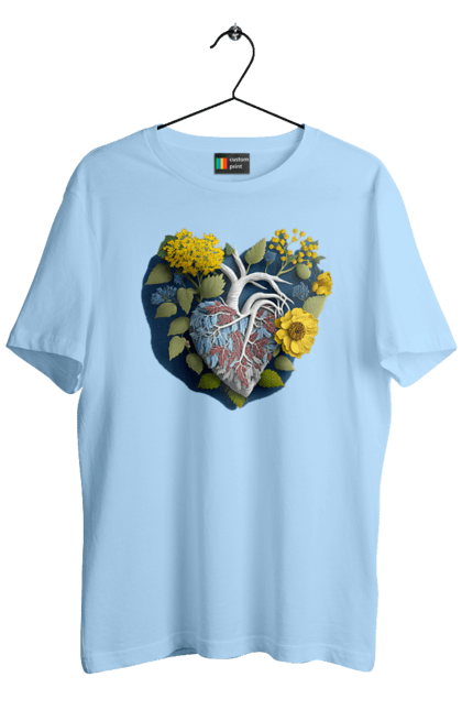 Футболка чоловіча з принтом "Серце квіти". Люблю україну, перемога україни, серце, символи україни, соняшник, традиції україни, україна. 2070702