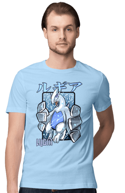 Men's t-shirt with prints Pokemon Lugia. Anime, games, lugia, nintendo, pokemon, pokemon go. 2070702