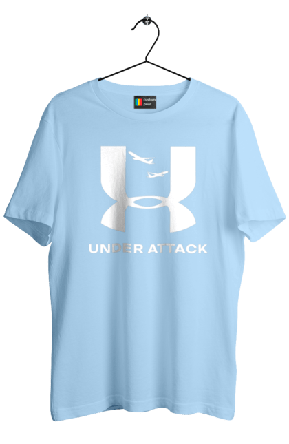 Футболка чоловіча з принтом "Under Attack white". Андер армор, бренди, гумор, приколи, прикольні, ундер армор. 2070702