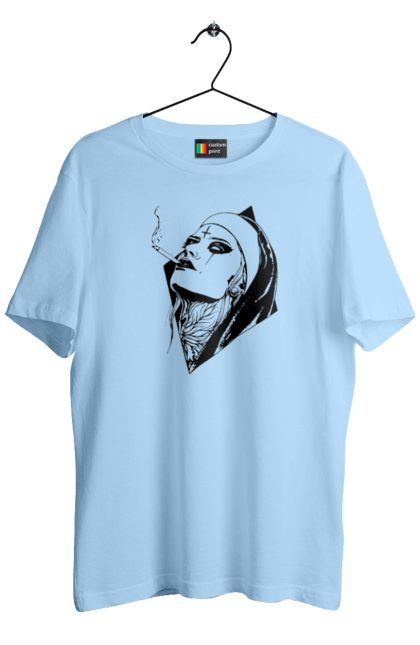 Men`s t-shirt with prints Nun. Cigarettes, cool, girl, tattoo. 2070702