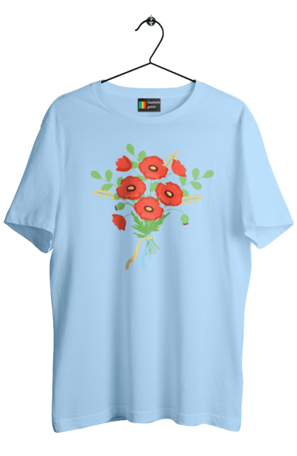 Men`s t-shirt with prints Red poppies. Flag of ukraine, flowers, poppy, red poppies, symbol of ukraine, traditions of ukraine, ukraine. 2070702