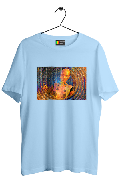 Футболка чоловіча з принтом "Штучний інтелект". Айті, айтішник, гик, жінка, знання, інженер, інтелект, кібер, кібернетика, кіборг, код, комп, комп`ютерник, кристал, машинне навчання, мікросхема, мозок, портрет, програміст, професіонал, професія, розробник, розум, хакер, чіп, штучний інтелект, штучний розум. 2070702