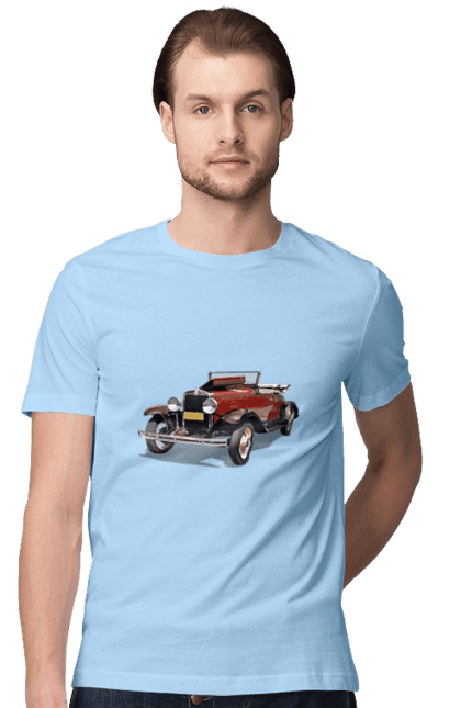 Футболка чоловіча з принтом "Авто.4". Авто, професійне фото, ретро авто, фото, червона гамма барв. 2070702