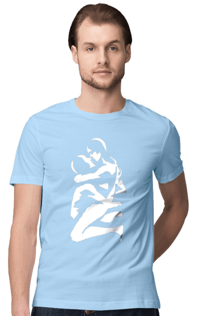 Футболка чоловіча з принтом "Білі Тіла". Жінка, контур, тіла, чоловік. 2070702