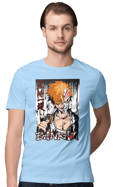 Футболка мужская с принтом Блич Ичиго Куросаки. Anime, bleach, ichigo kurosaki, manga, аниме, блич, ичиго, ичиго куросаки, манга. 2070702