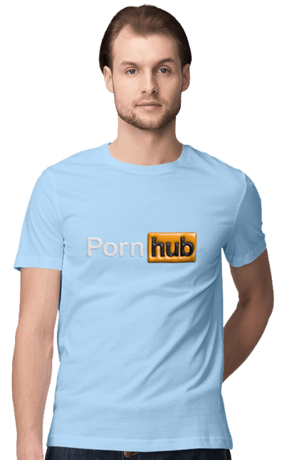 Футболка чоловіча з принтом "Порно Хаб". Гумор, логотип порнохаб, молодіжна, порно хаб, порнхаб. 2070702