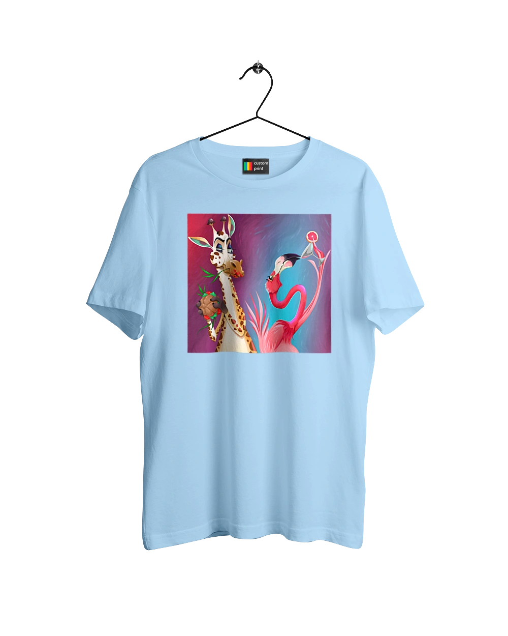 Giraffe And Flamingo At The Party