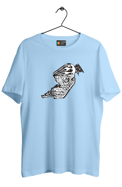 Футболка чоловіча з принтом "Двигун мотоцикла". Байк, бензобак, двигун мотоцикла, харлей девідсон, циліндри, чопер. 2070702