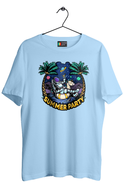 Футболка чоловіча з принтом "Літній Паті З Космонавтом". Космонавт, космос, літо. 2070702