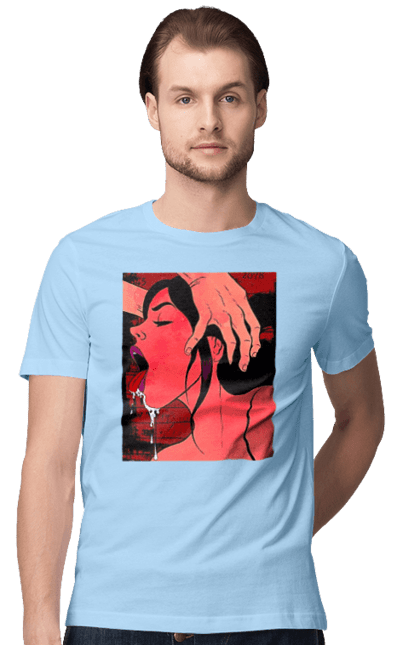 Футболка чоловіча з принтом "Дівчина Смокче Зі Слиною". Секс, смоктати. 2070702