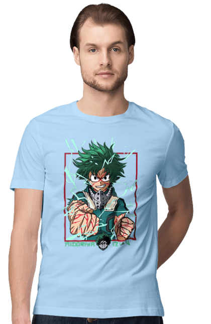 Футболка чоловіча з принтом "Моя академія героїв Мідорія". Izuku, midoriya, my hero academia, аніме, ізуку мідорія, манга, мідорія, моя геройська академія. 2070702