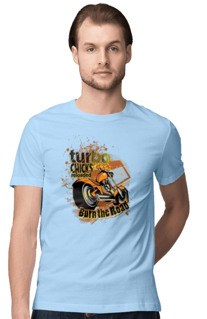 Men`s t-shirt with prints Turbo Moped. Moped, riding, speed. 2070702