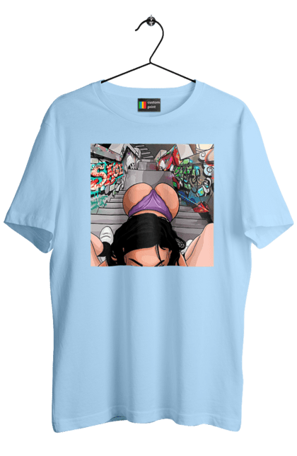 Футболка чоловіча з принтом "Дівчина На Колінах Перед Хлопчиною". Гола, жопа, на колінах, смоктати. 2070702