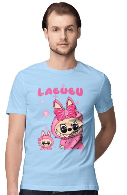 Футболка чоловіча з принтом "Лабубу". Іграшка лабубу, лабубу, лабубу кока кола, мерч лабубу, мила, рожева лабубу, смішна лабубу. 2070702