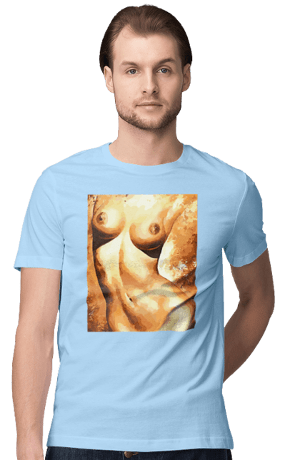 Футболка чоловіча з принтом "Краса тіла". Вигини жіночого тіла, грація тіла, груди, жіноче тіло, жіночі груди, краса тіла. 2070702