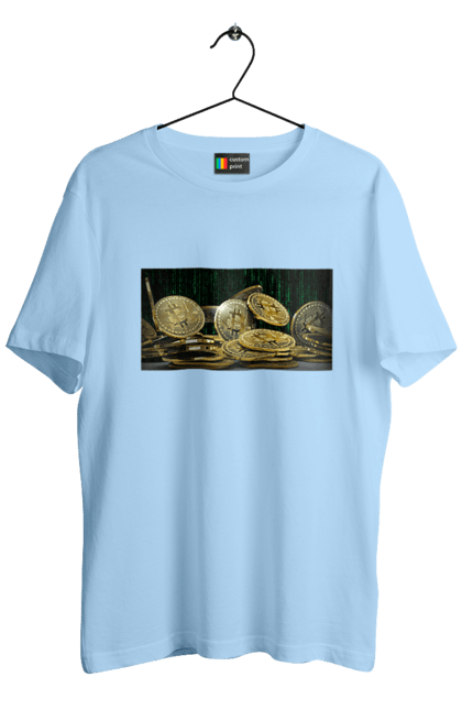 Футболка чоловіча з принтом "Біткойн". Багатство, біткойн, валюта, гроші, криптовалюта, курс, майнінг, матриця, монета, розкіш, цифровий світ. 2070702