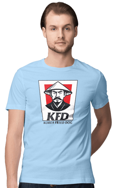 Футболка чоловіча з принтом "Korea Fried Dog". Бренди, гумор, жартівливі, кфц, літні, прикольні, смішні, фаст-фуд. 2070702