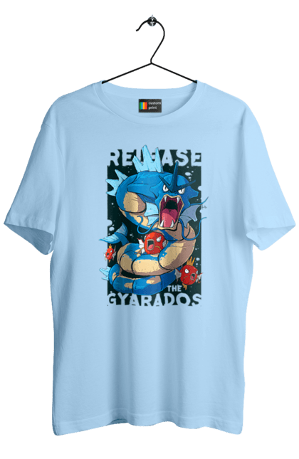 Men's t-shirt with prints Pokemon Gyarados. Anime, games, gyarados, nintendo, pokemon, pokemon go. 2070702