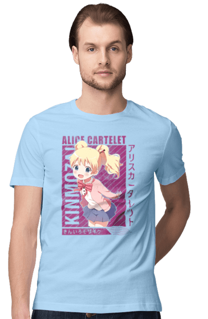 Футболка мужская с принтом Золотая мозаика Алиса Картелет. Alice cartelet, anime, kiniro mosaic, kinmoza, manga, алиса, алиса картелет, аниме, золотая мозаика, манга. 2070702